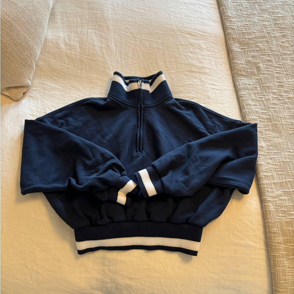 Lululemon Athletica Navy Sweatshirt with White Stripes